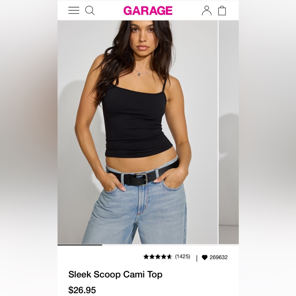 Garage Black Women's sleek scoop cami tank top